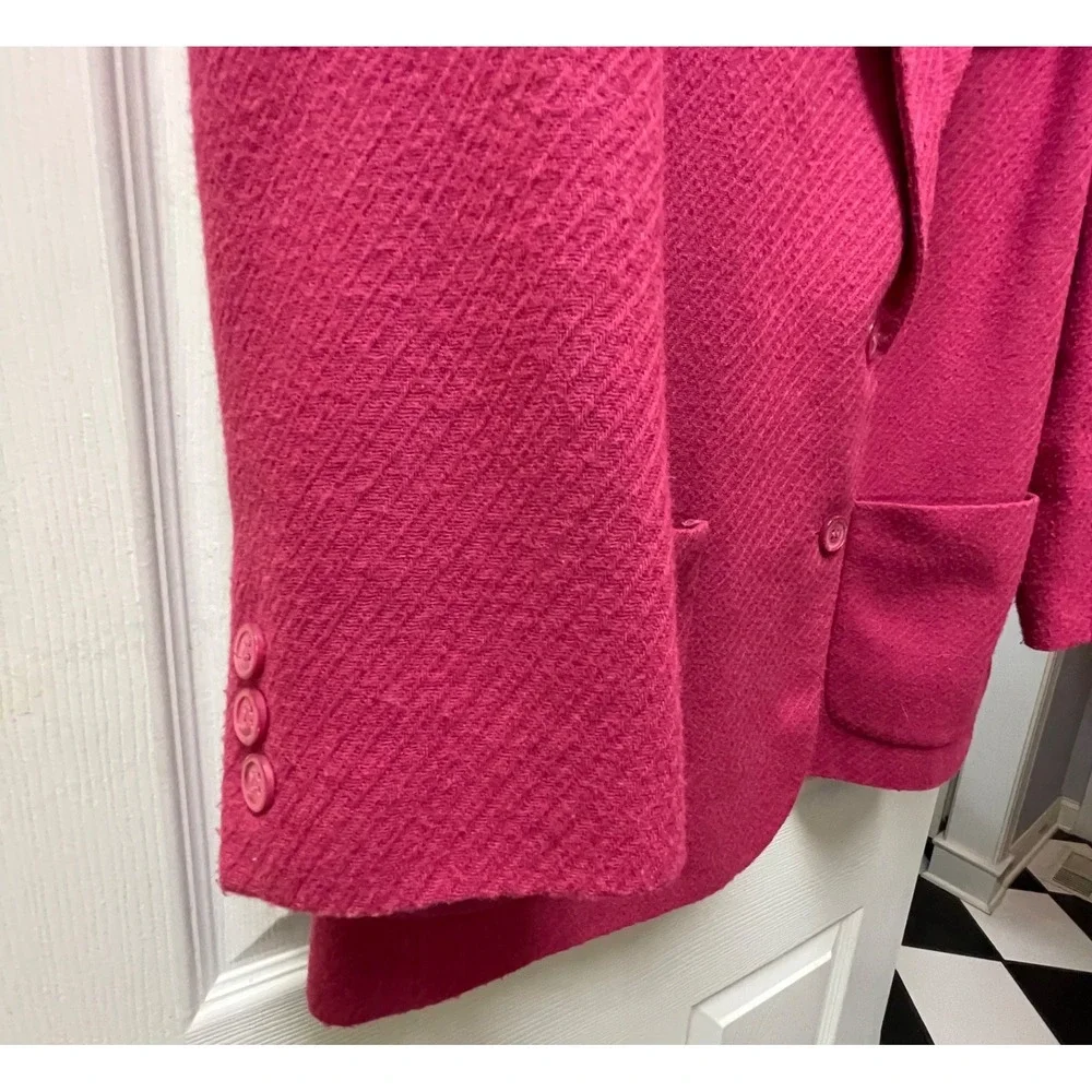 Vintage Women's Size‎ 10 Wool Blend Textured Hot Pink Blazer Jacket Pockets